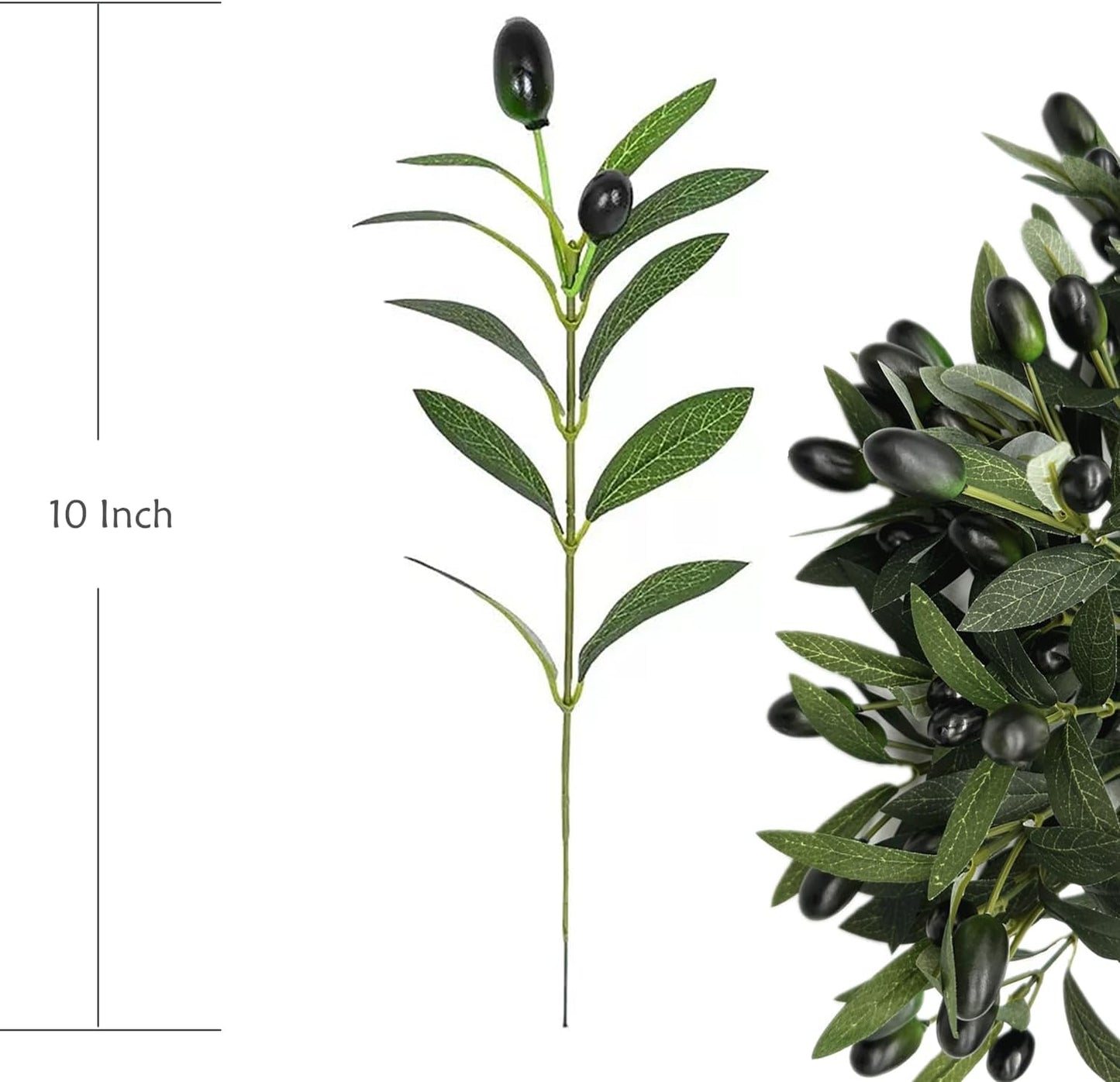 Fake Plants Artificial Olive Branches 10" Fake Greenery Small / Olive Leaves Stems / Set of 20