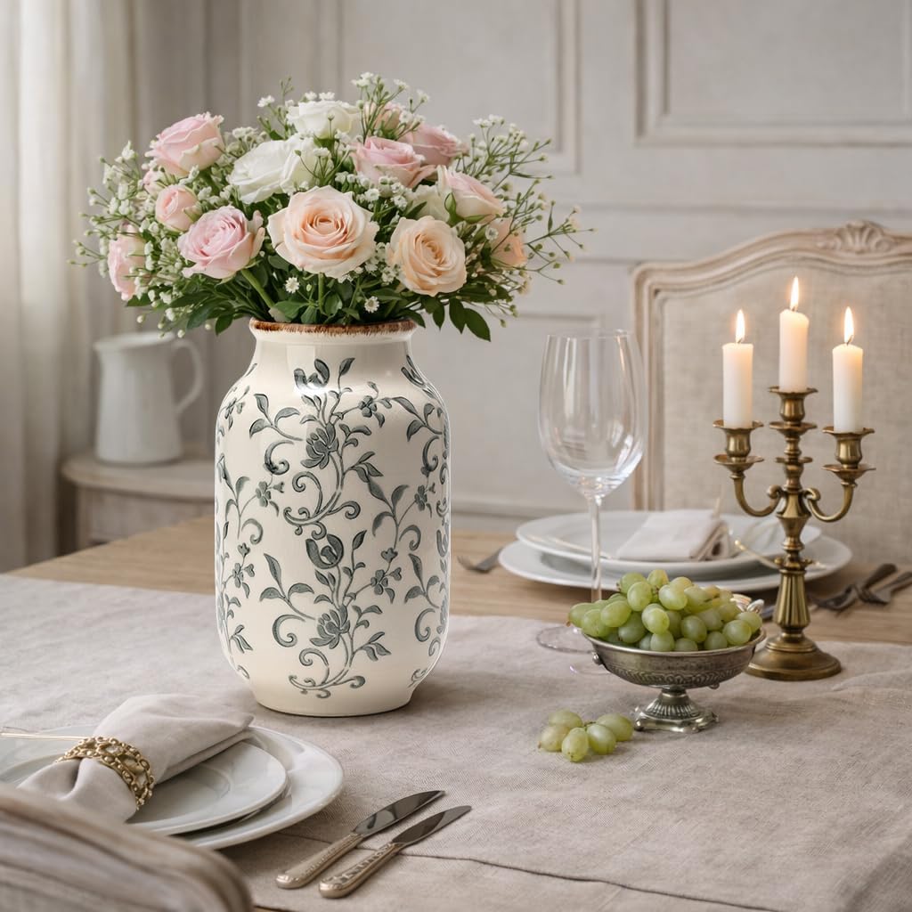 Ceramic Vintage Vase / 18049-gray / 8.78 Inch
