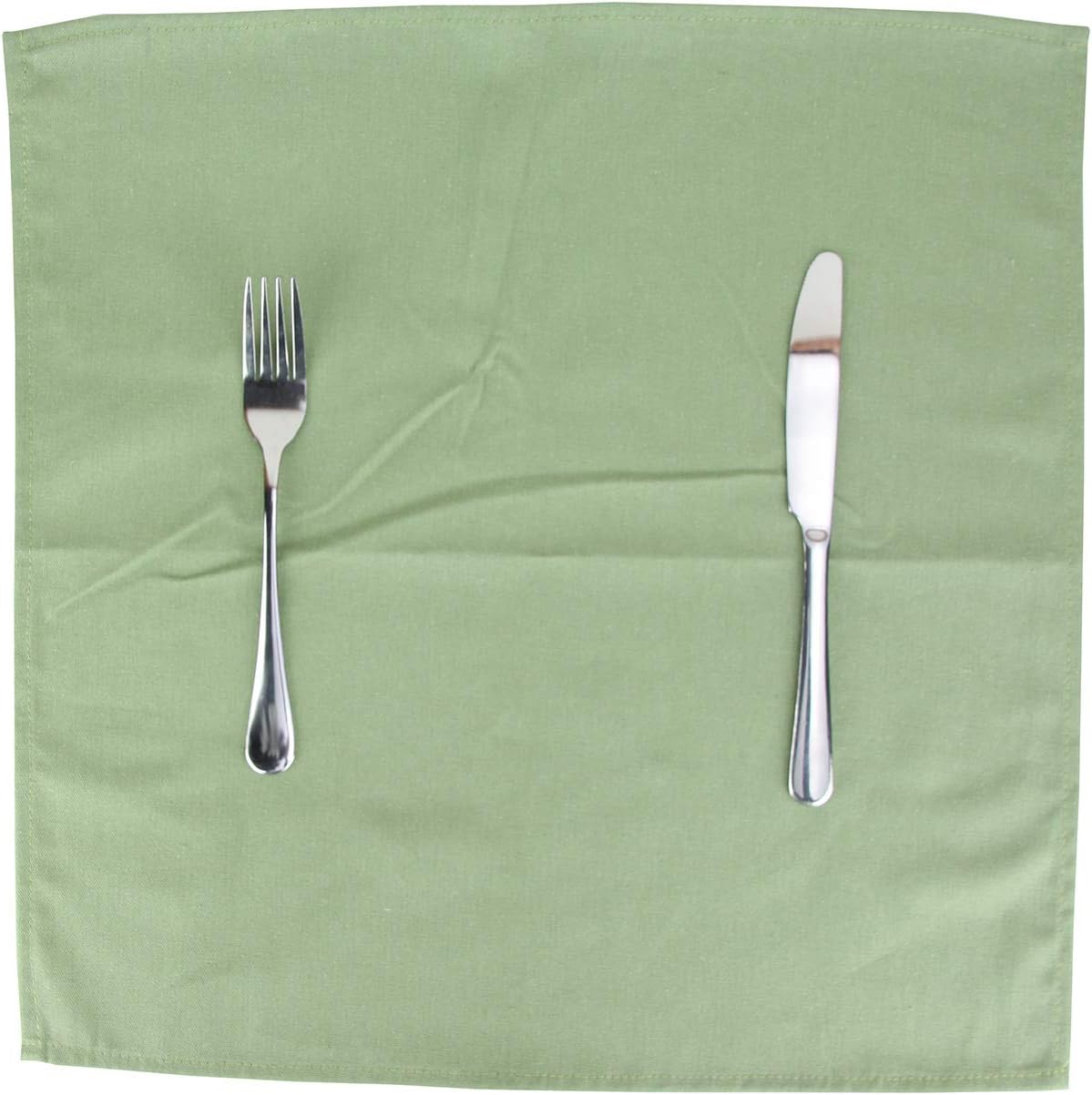 Solid Color Cotton Blended Dinner Cloth Napkins - Set of 12 (17 x 17 inches) - for Events & Home Use (Olive Green)