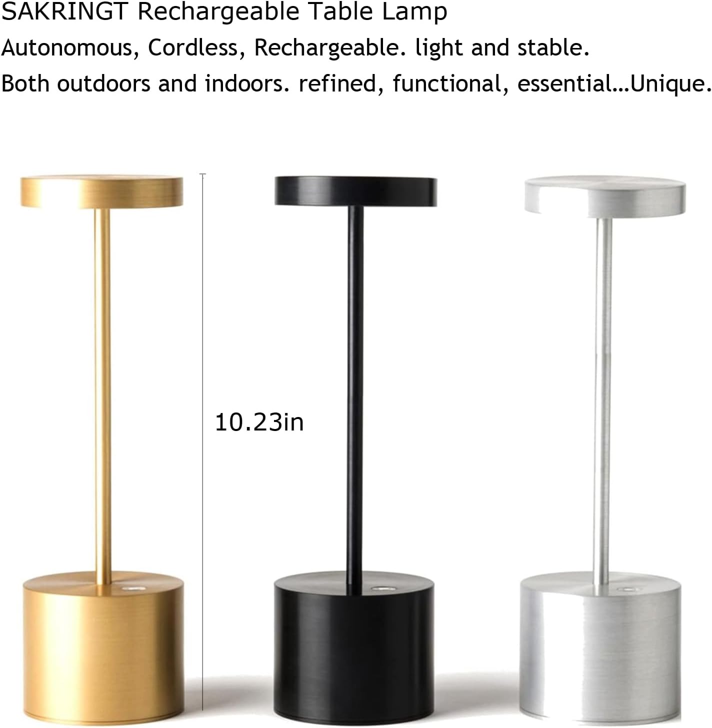 SAKRINGT Cordless Table Lamp Rechargeable,5000mAh Battery Operated Portable LED Table Light,Dimming Desk Lamp for
