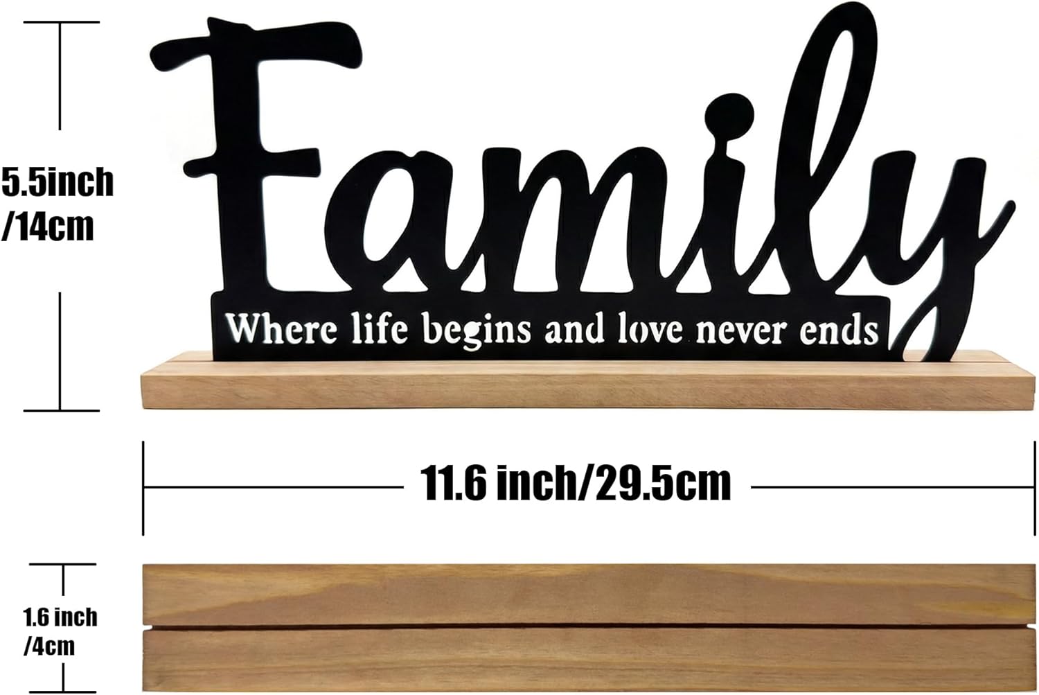 Metal Family Sign for Tabletop Decor / Black-family / 11.6 Inch