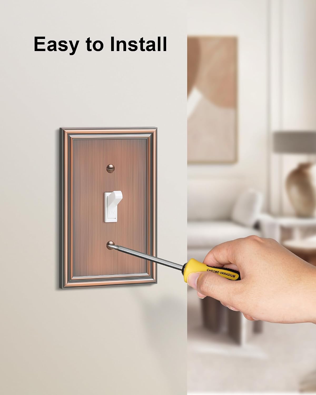 6-Pack Zinc Alloy Single Toggle Light Switch Cover Plate, Solid Wall Plate | Decorative Switch Plate Covers, Durable 1