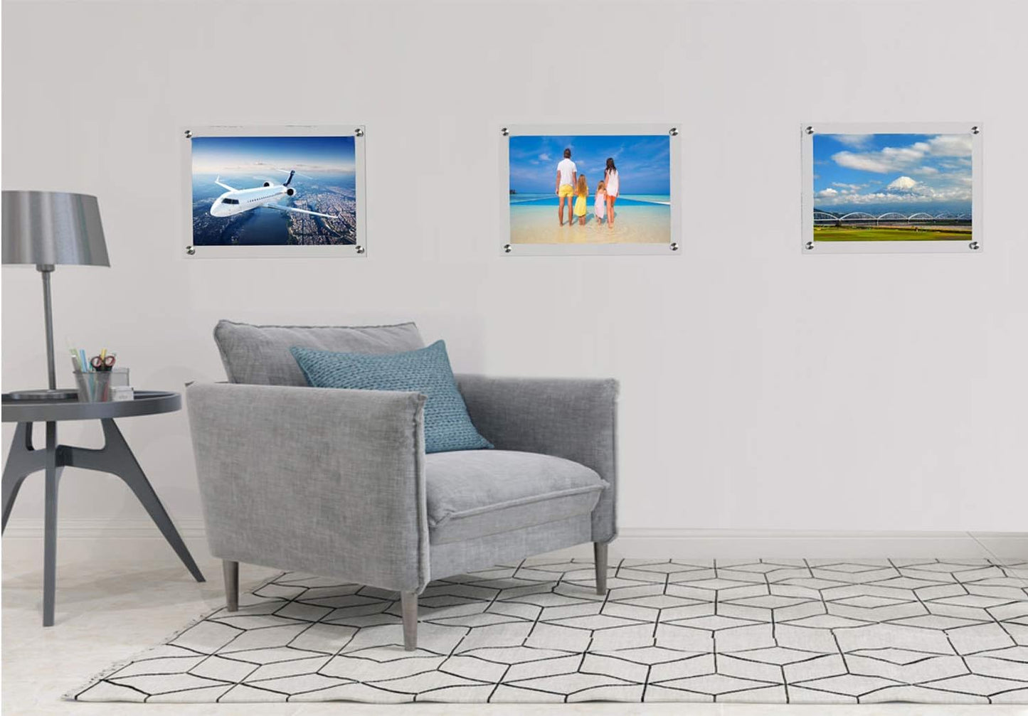 Meetu 11x14 Acrylic Picture Frames -Inner 10x12 Wall Mount Photo Frame Frameless Clear Floating Frame for Document