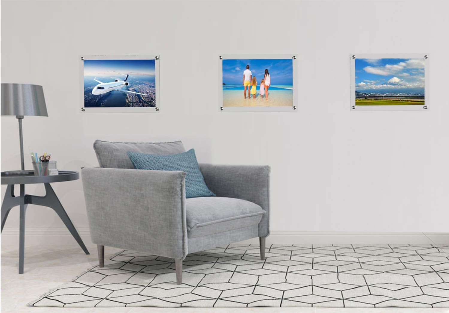 Meetu 11x14 Acrylic Picture Frames -Inner 10x12 Wall Mount Photo Frame Frameless Clear Floating Frame for Document
