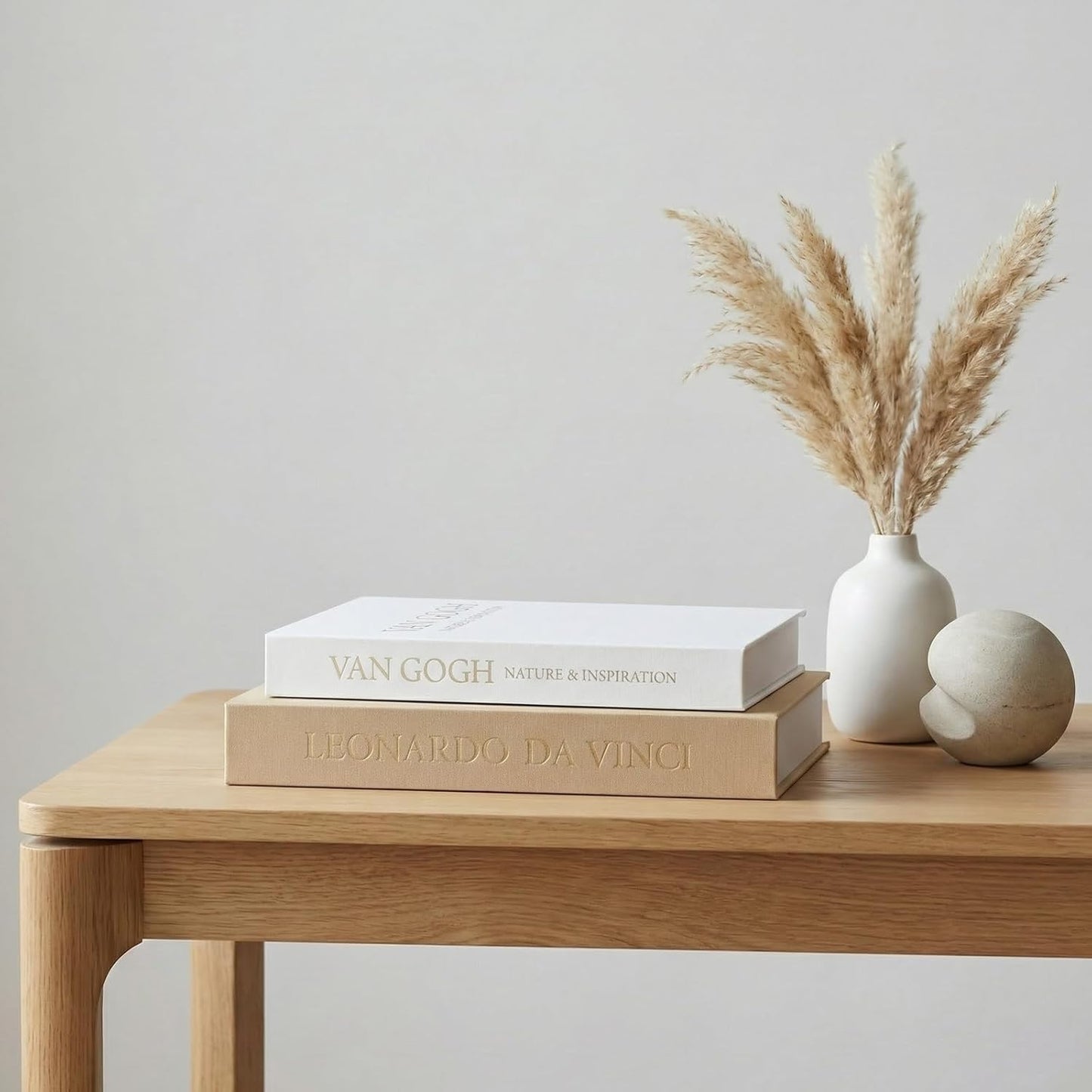Linen Boxes / Aesthetic Decorative Books / Khaki & White / Set of 2