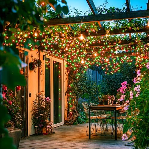 JMEXSUSS 100 LED Connectable Red and Green Christmas Lights with 8 Modes