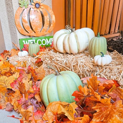 CQURE 8 Pack Fall Leaf Garland, Total 47.2Ft Artificial Fall Maple Leaves Autumn Vines Garland Thanksgiving Decor for Home Fireplace Party