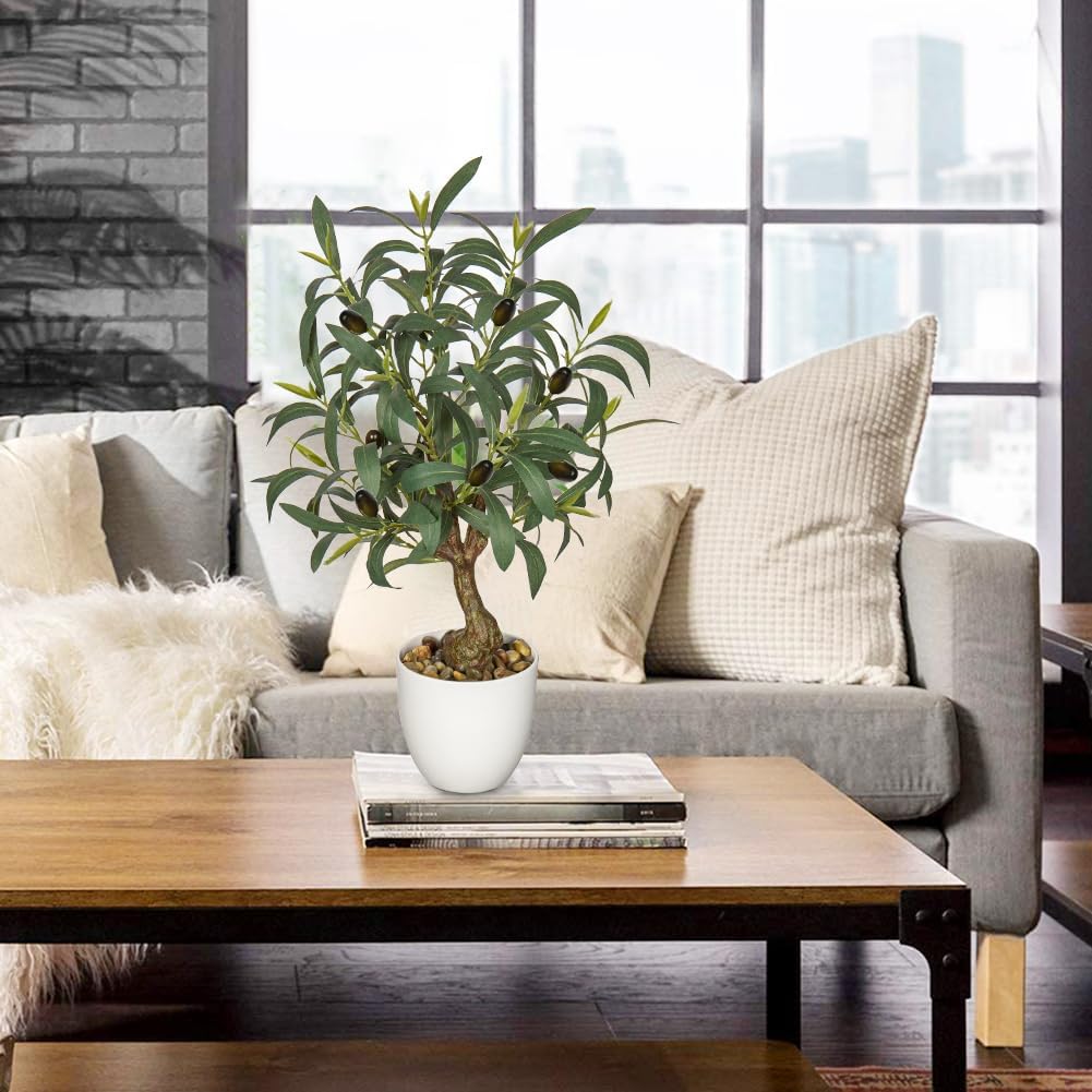 Olive Trees Artificial Indoor Fake Olive Tree Pot Faux Olive / Olive Plants / White / 18 Inch