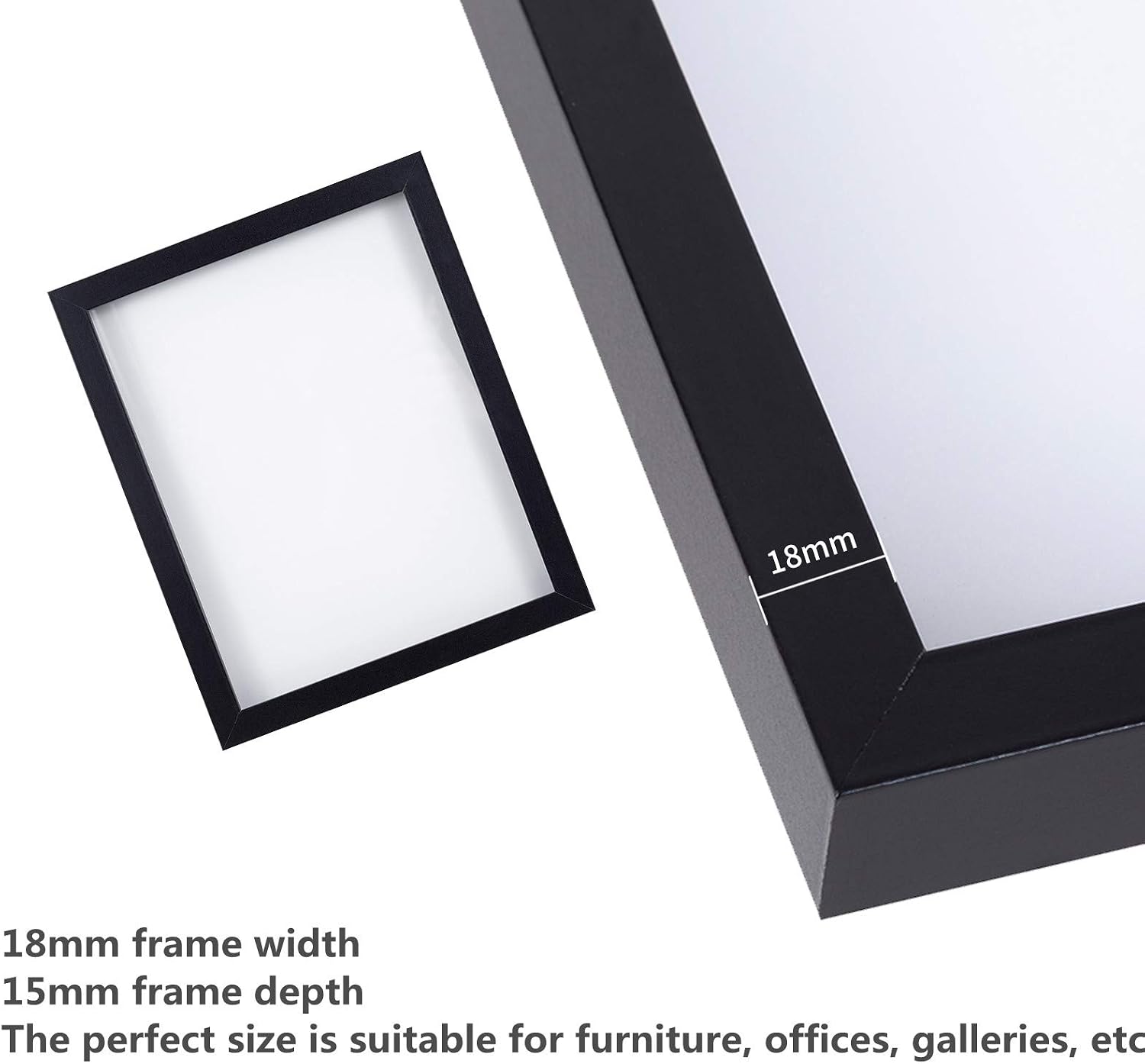 Muzilife 8x10 Shadow Box 3D Picture Frames, Wood & Glass, 3 Pack, Black | FSC-Certified MDF | With Stand | Tabletop or