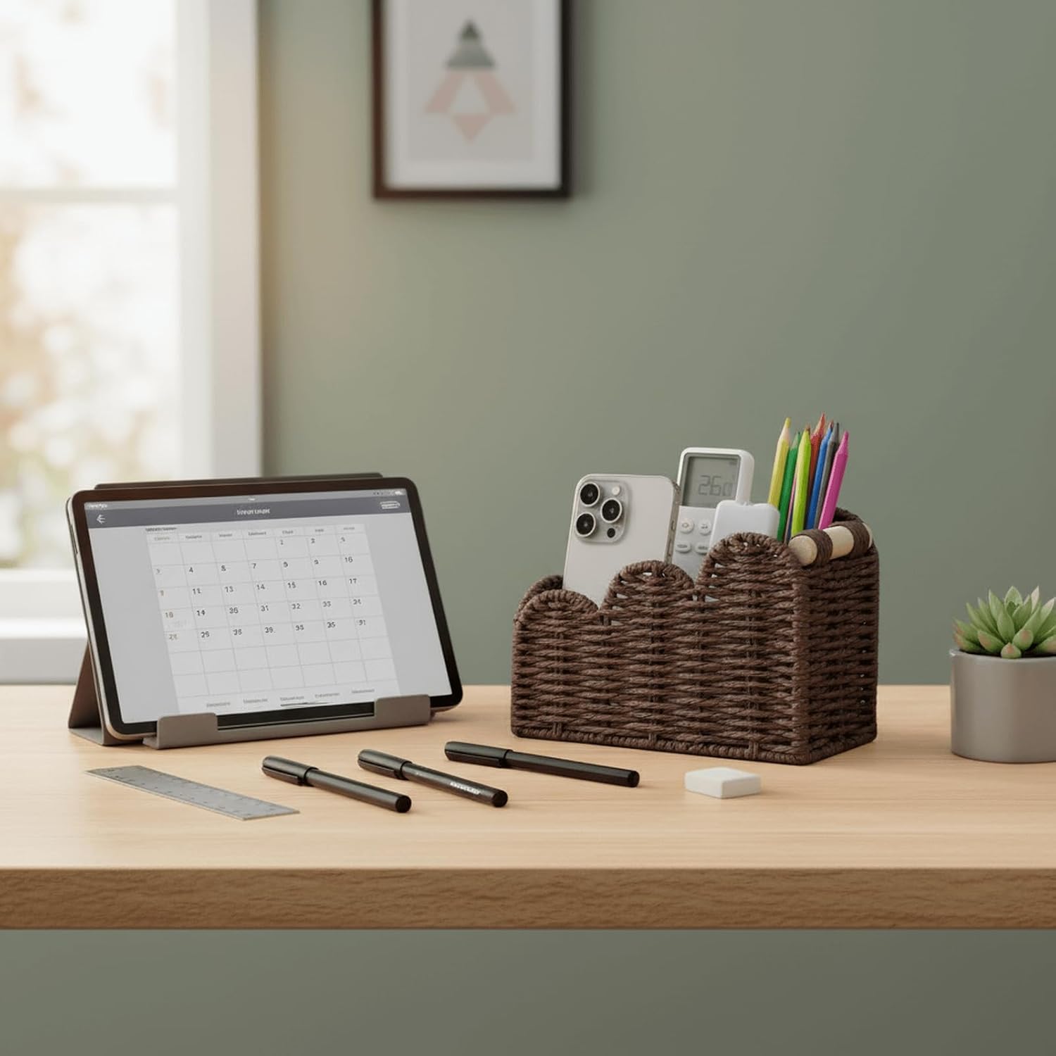 Remote Pen&Pencil Holder Cup / Brown / 3 Slots