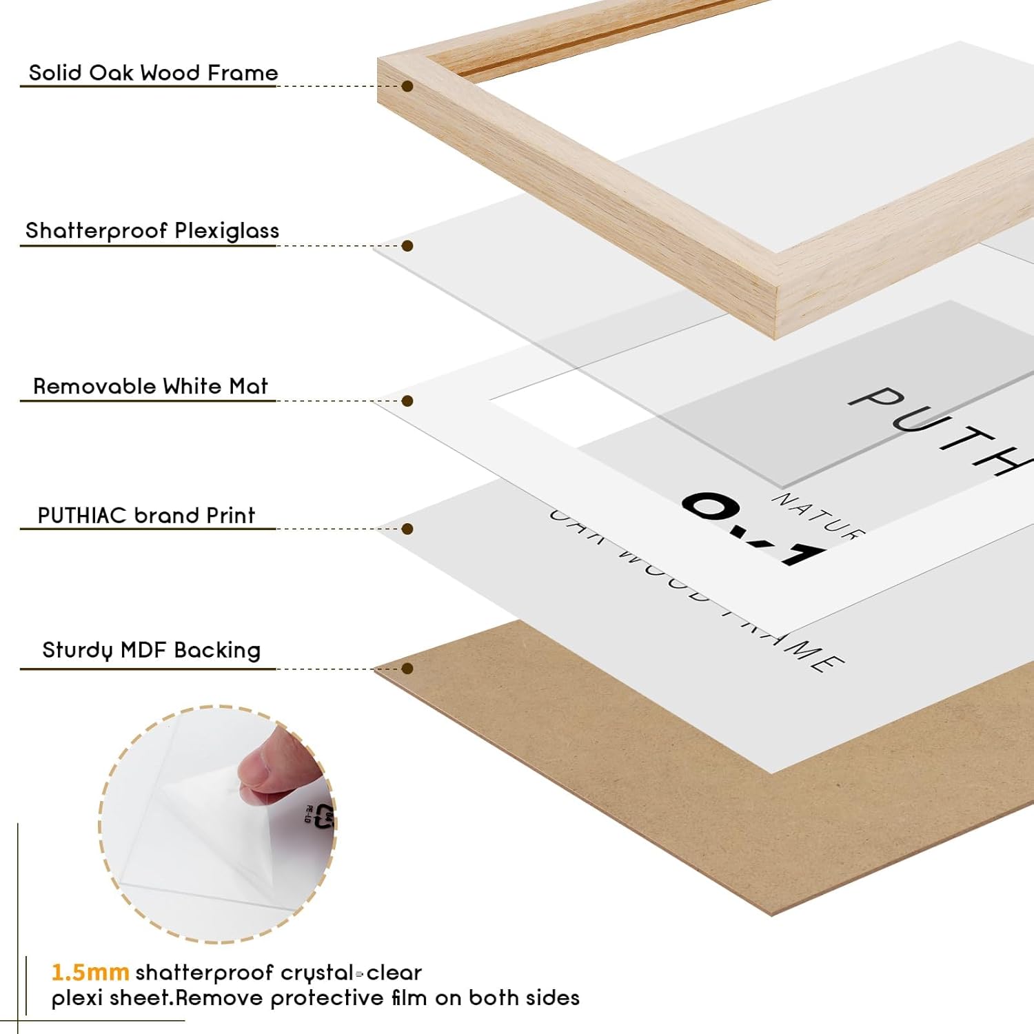 Solid Oak Wood Picture Frame / Beige-1p / 8 x 10