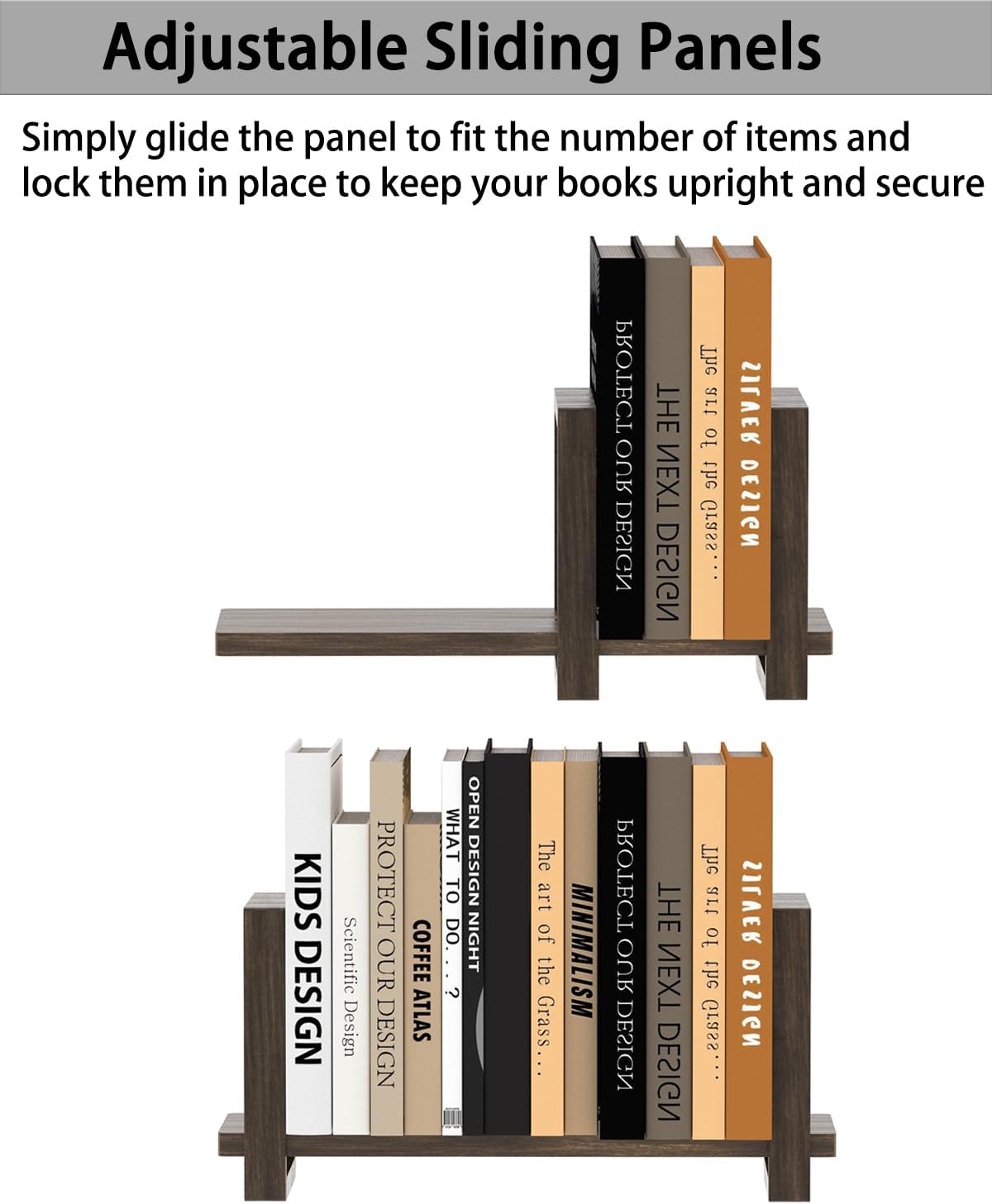 100% Solid Wood Adjustable Desktop Bookshelf, Retro Tabletop Bookshelf, Desk Shelf for Living Room, Home, Office