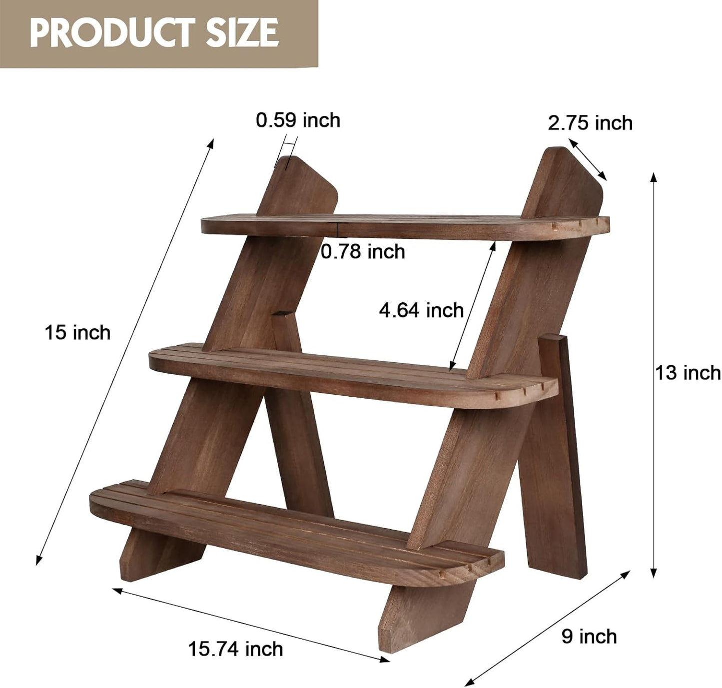 Wooden Display Stand / Walnut-3tier