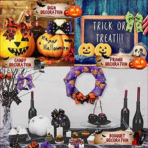 Chuangdi 6 Rolls 30 Yards Halloween Wired Ribbon, 2.5 Inch Wide