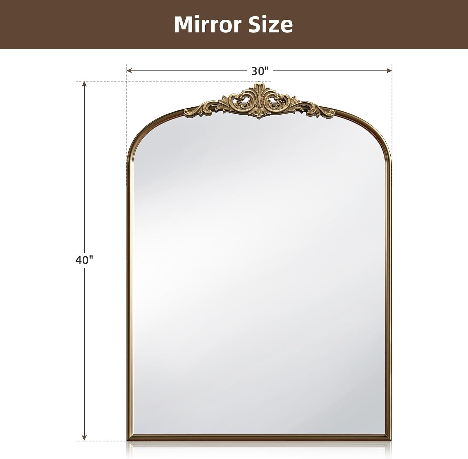 Vintage Golden Arch Mirror / Gold / 40"L x 30"W / 30 x 40