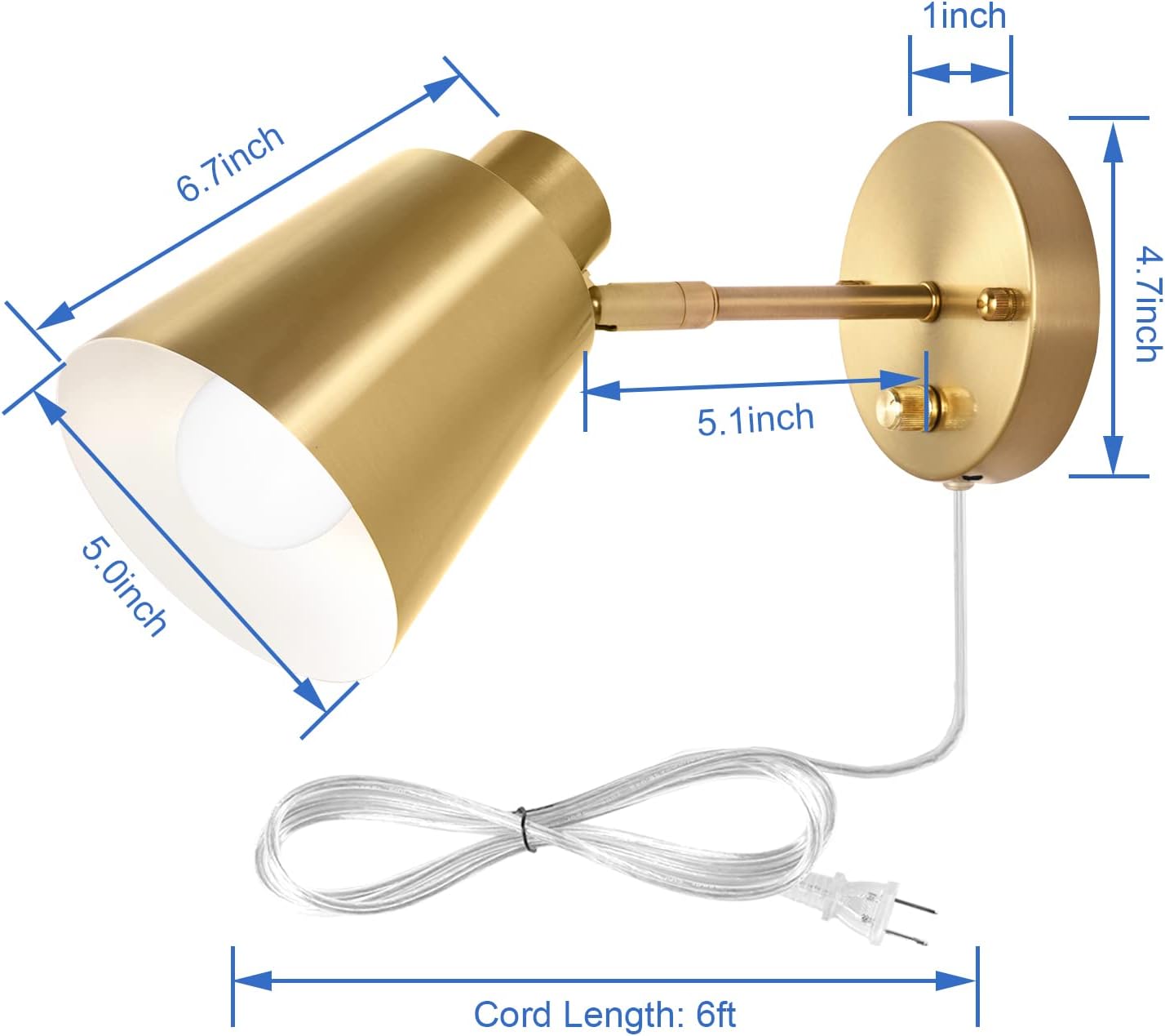 VATONI Plug in Wall Sconces with Remote Control, Adjustable Color Temperature 2700K-6000K and Dimmable Wall Sconces