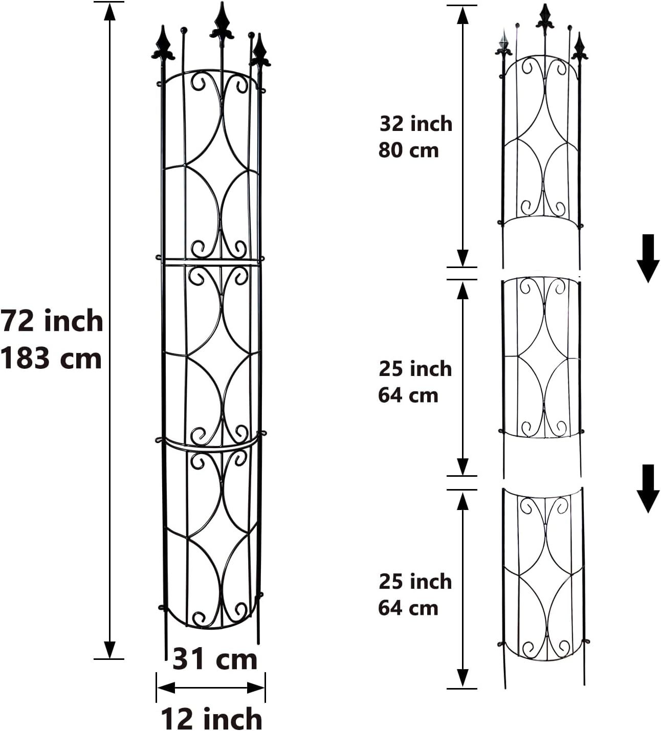 Garden Trellis 2 Pack 72'' H x 12'' W Metal Plant Trellis | Indoor/Outdoor Metal Garden Trellis Plant Trellis for