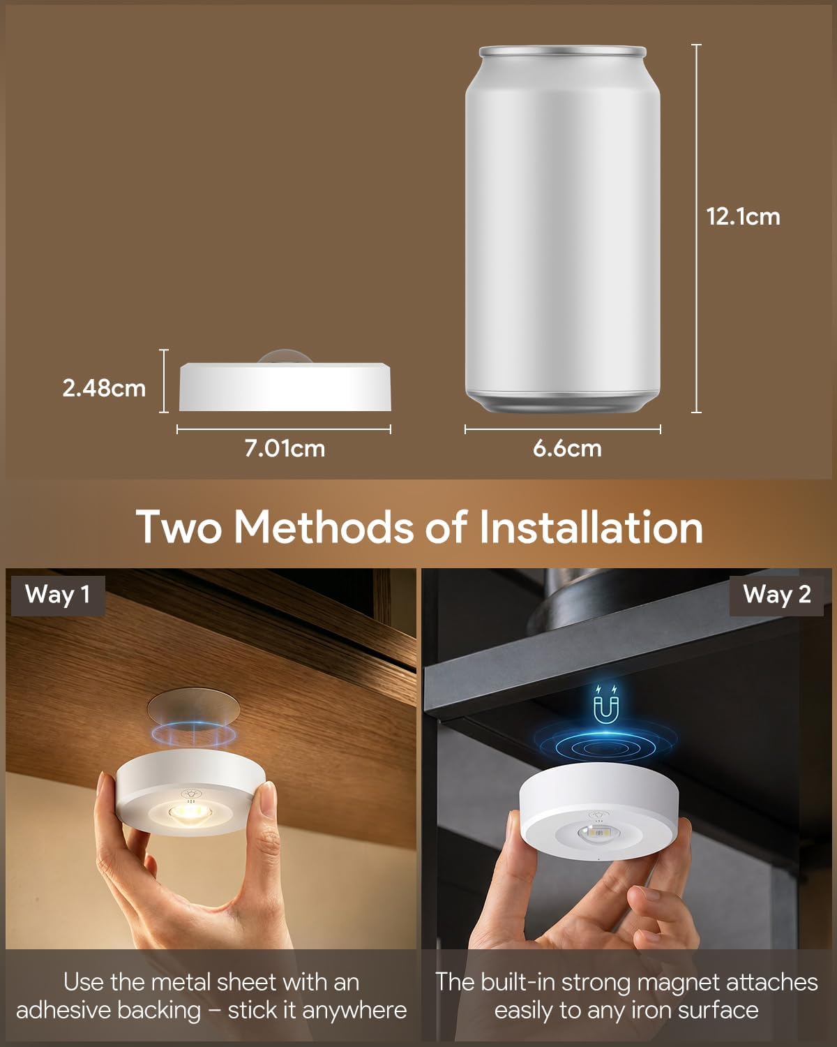 Yiliaw Under Cabinet Rechargeable Puck Lights with Remote Control,Multi-Use Under Cabinet Lighting for Kitchen