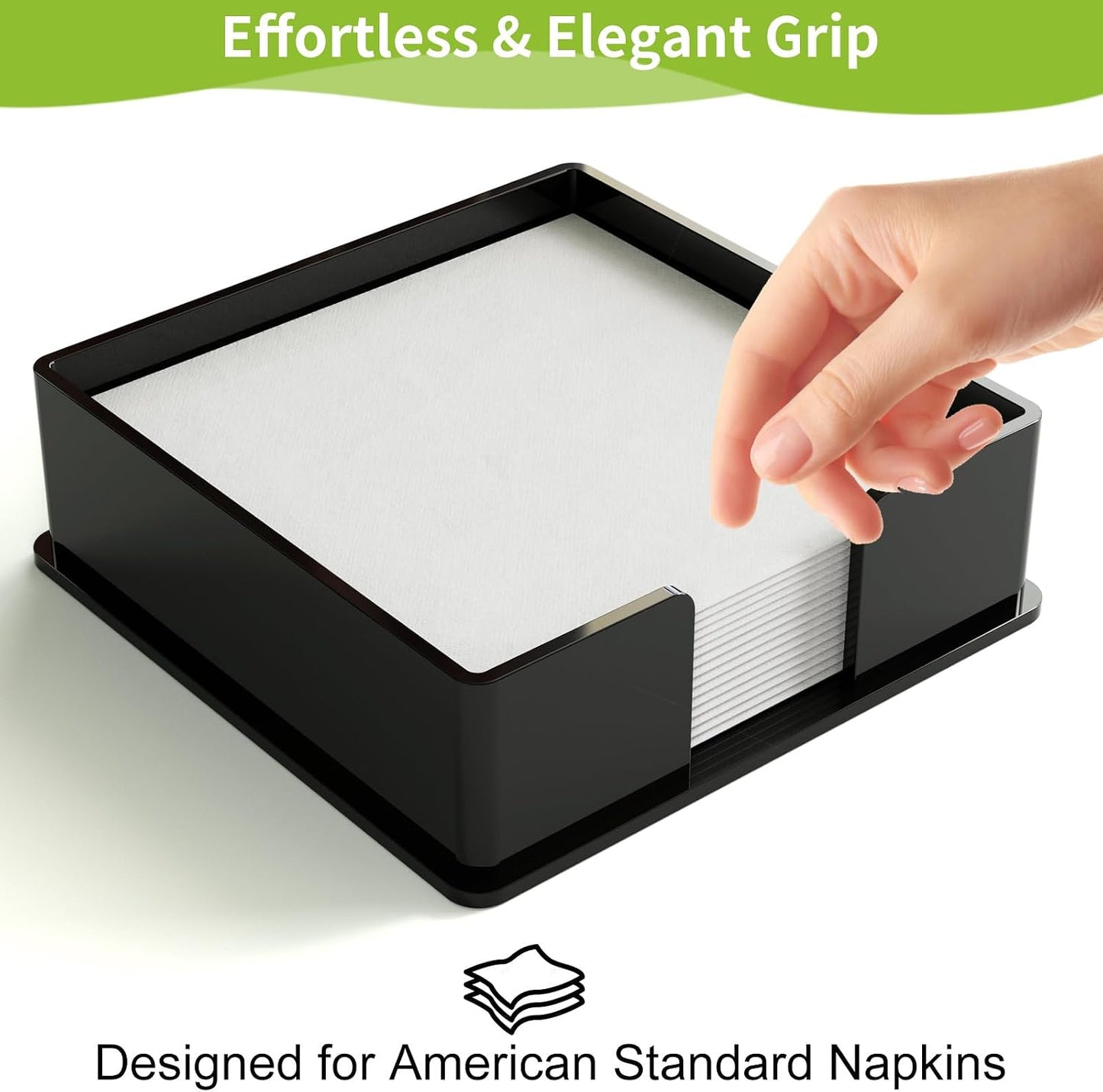 Acrylic Guest Towel Napkin Holder / Black / 7*7*2.4 Inch