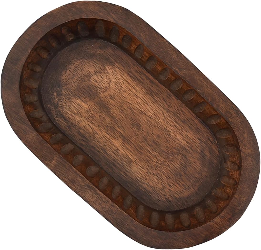 Mango Wood Decorative Bowls / 10 x 6 x 2