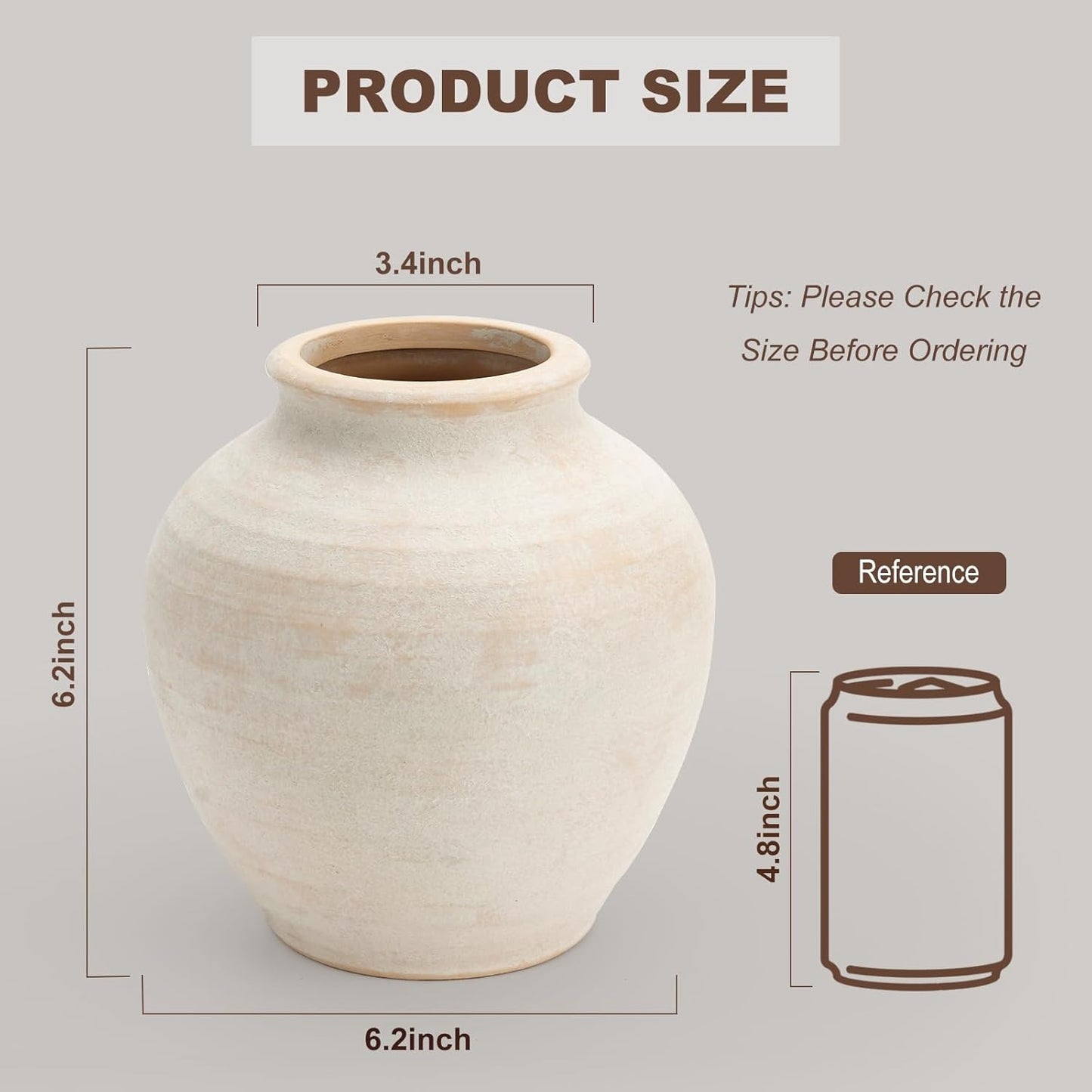 Ceramic Flower Vase Home Decor / 6.2"-white / 6.2 Inch