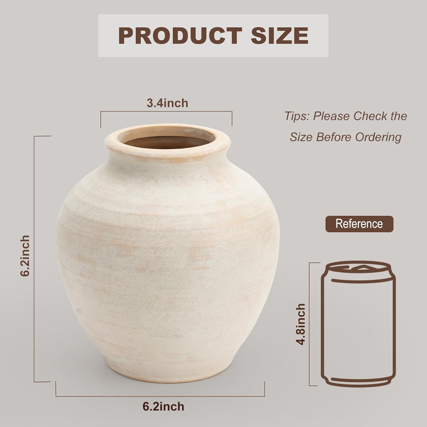 Ceramic Flower Vase Home Decor / 6.2"-white / 6.2 Inch