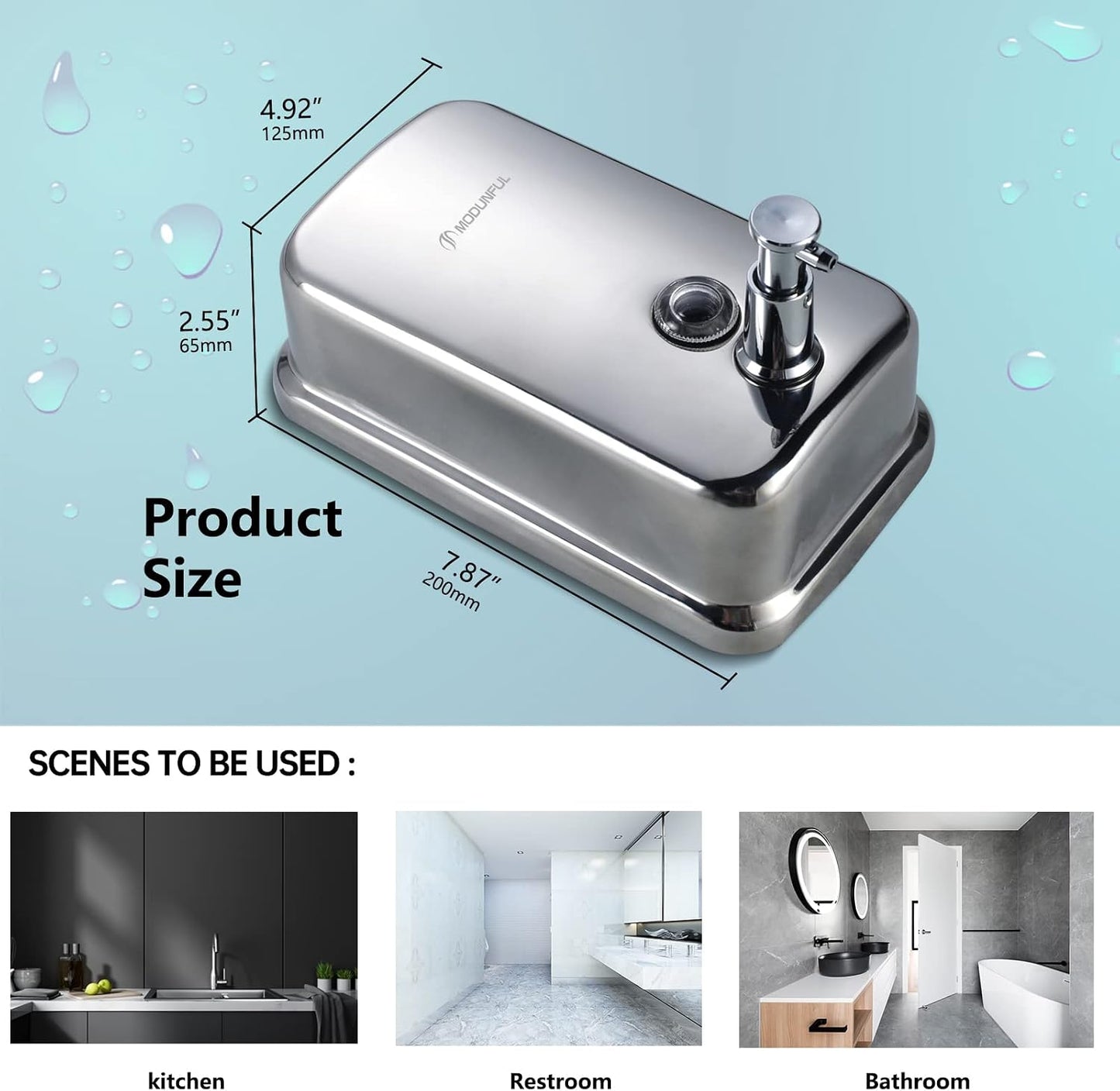 Stainless Steel Kitchen Soap Dispenser for Sink– 16.9oz Wall Mount Vertical | Anti-Leak Pump, Rust-Proof Brushed Nickel