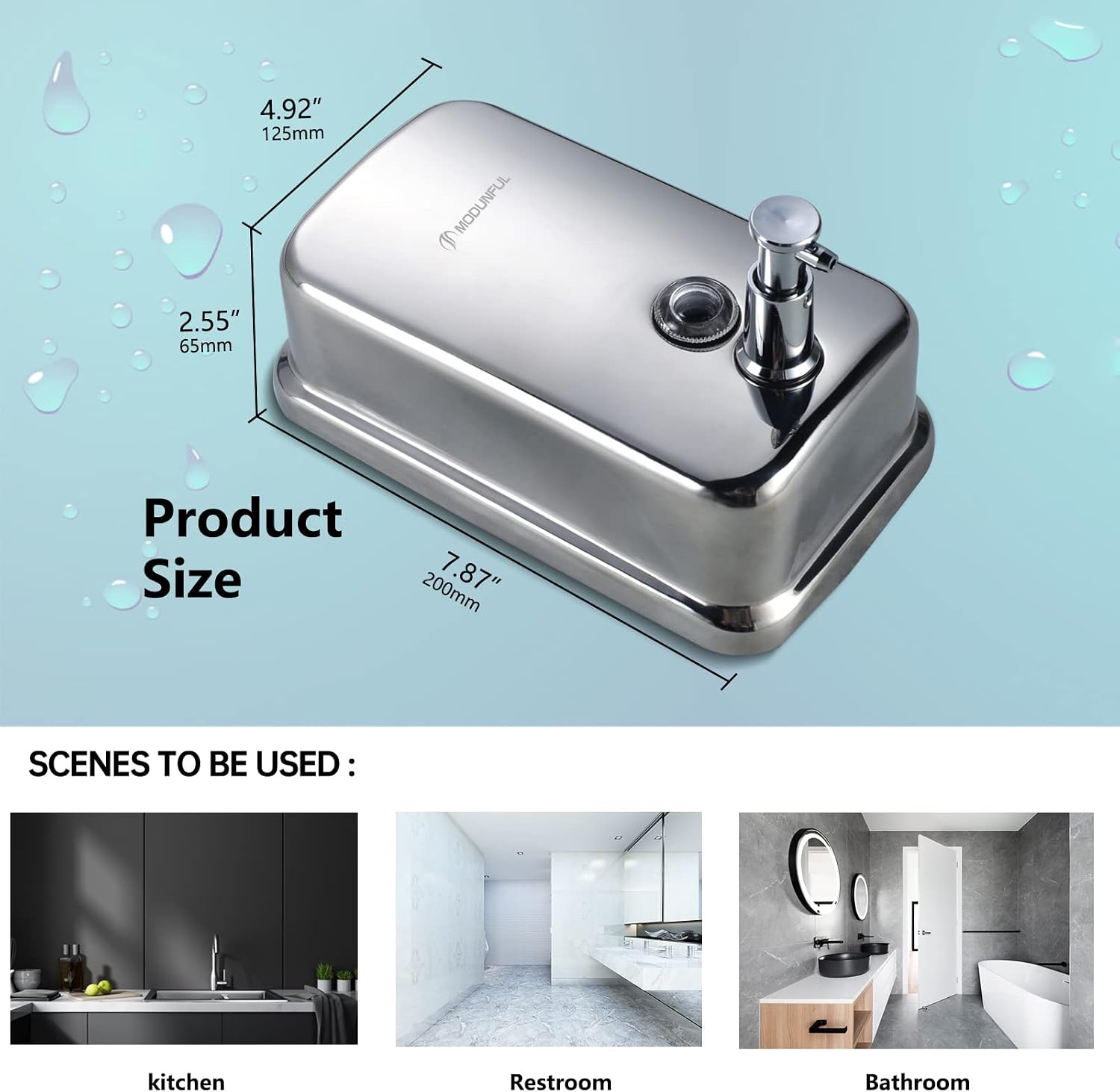 Stainless Steel Kitchen Soap Dispenser for Sink– 16.9oz Wall Mount Vertical | Anti-Leak Pump, Rust-Proof Brushed Nickel