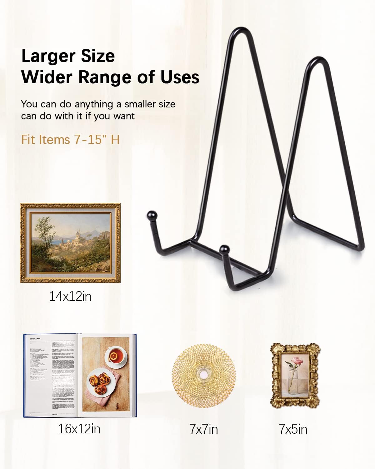 Metal Plate Holder Picture Stand / 6 / Black / 6 Inch / Set of 10