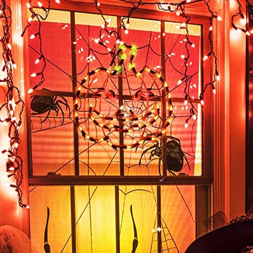 LAMPHOME 13.3'' Halloween Decorations Window Silhouette Holiday Display, Light Up Window Lights, Lighted Jack-O-Lantern for Party, Home, Tabletop