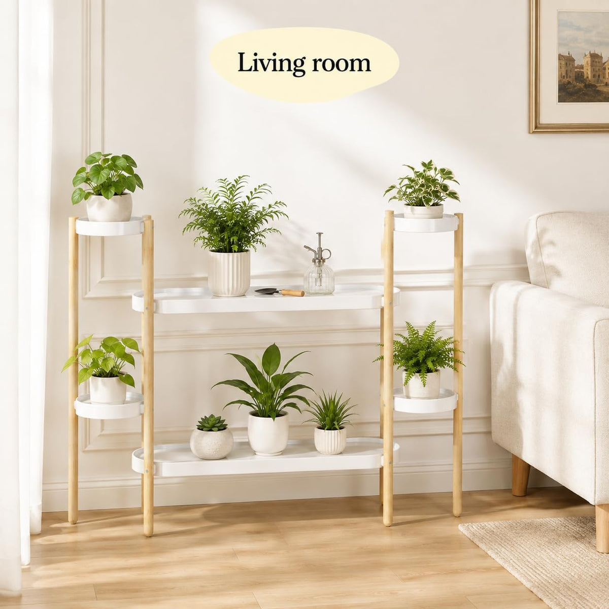 APRTAT Bamboo Plant Stand Indoor, 2-Tier Plant Holder for Multiple Plants | Natural Bamboo Holds Multiple Plants Stable