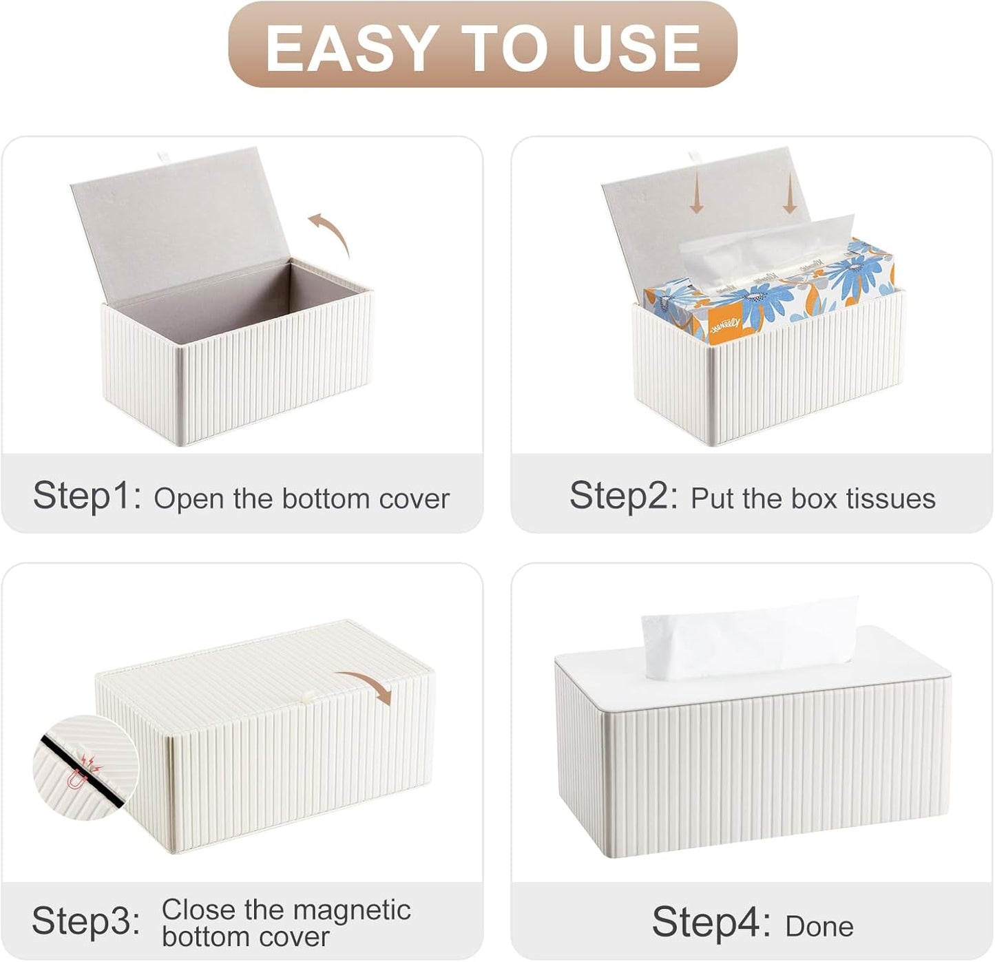 Napkin & Facial Tissue Holder / Off-white Stripe