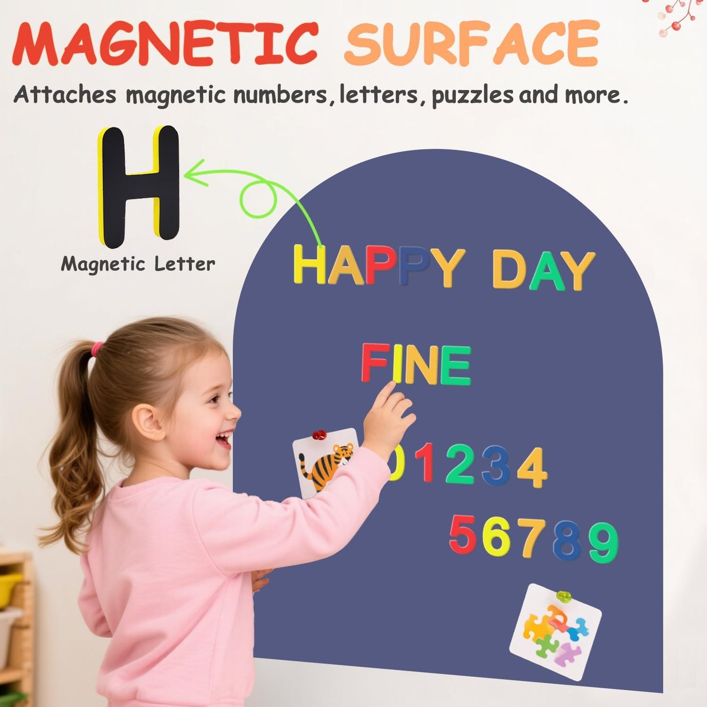 Arch Magnetic Wall Decal for Kids Magnetic Chalk Board Sticker Magnet / 40 x 32 / Dusty Blue