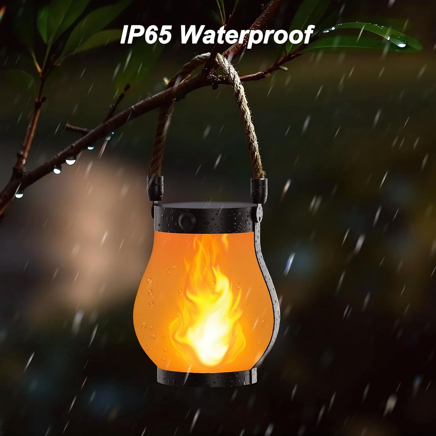 Hompavo Gen2 Solar Lanterns Outdoor Waterproof with Ultra-Real Flame | USB/Solar Charging & 2-Mode, Waterproof