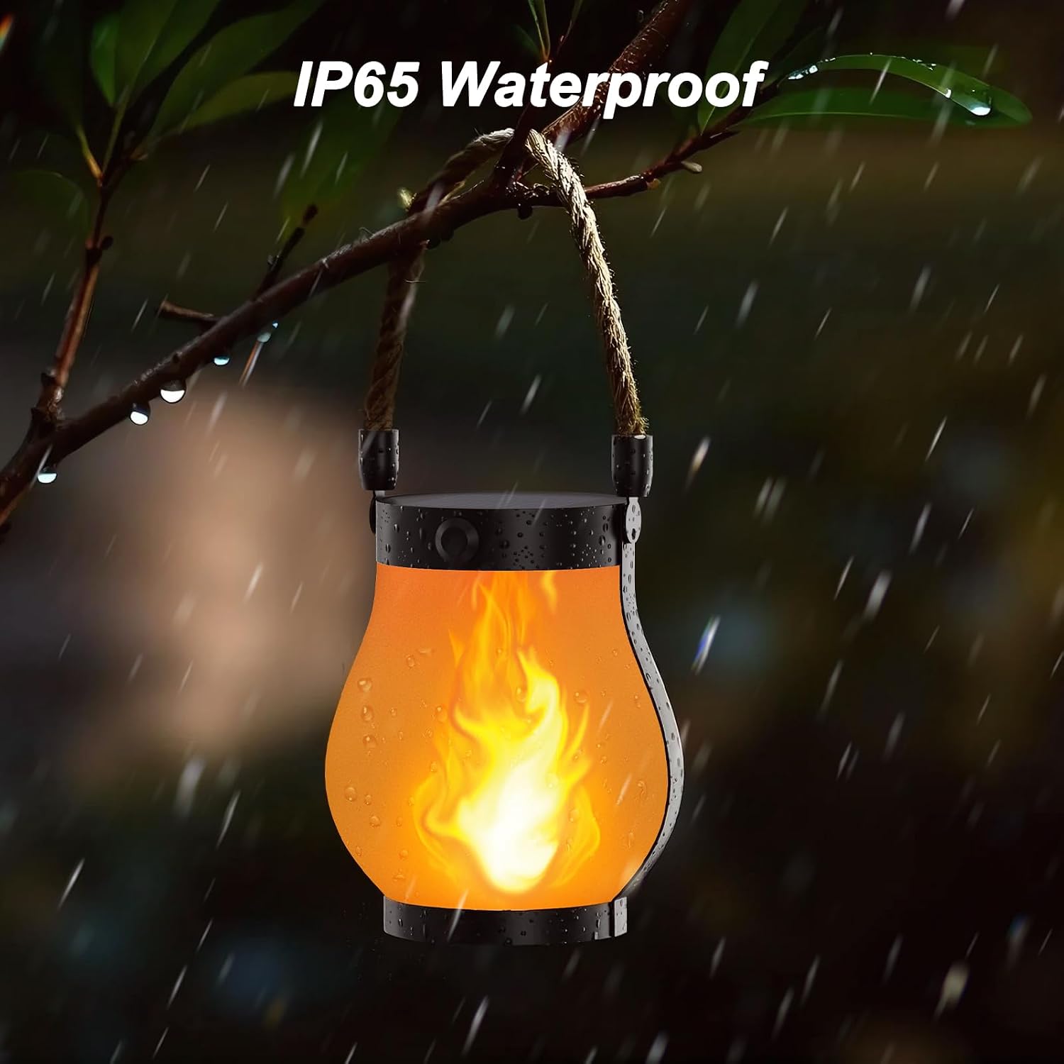 Hompavo Gen2 Solar Lanterns Outdoor Waterproof with Ultra-Real Flame | USB/Solar Charging & 2-Mode, Waterproof