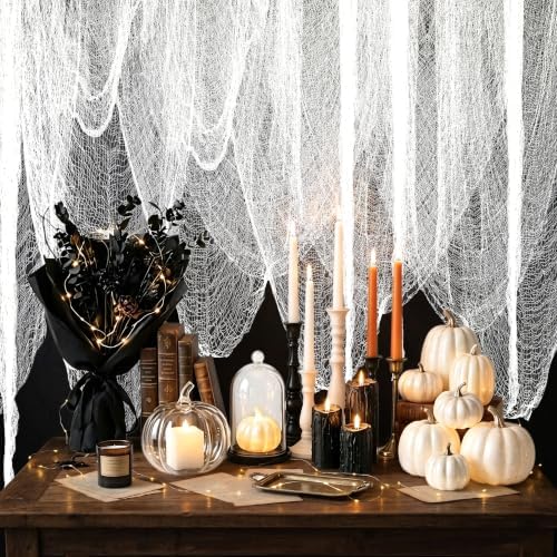 ZeeDix Halloween White Creepy Cloth 80 × 200 Inch Giant Spooky Cheesecloth Halloween Decoration Scary Gauze Cloth for Party Supplies Haunted Houses Outdoor Yard Home Wall Doorways Decor