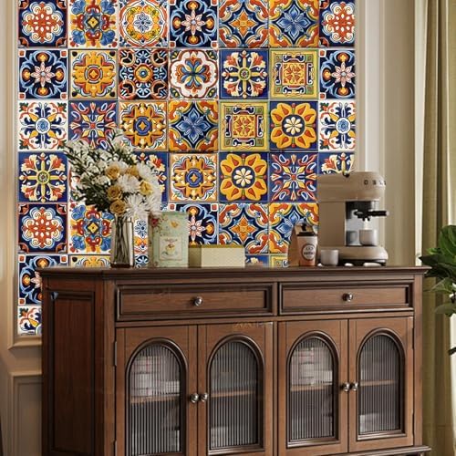 Kitchen Wall Decals Stick on Tile Adhesive Stickers / Style-c / Set of 48