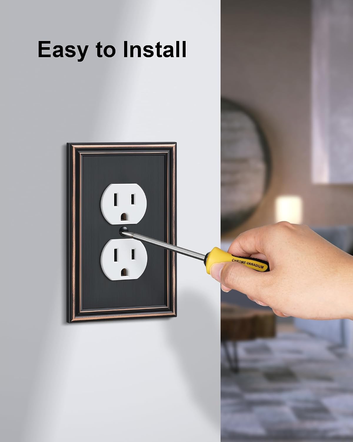 6-Pack Zinc Alloy Single Duplex Outlet Cover Plate, Solid Receptacle Cover | Decorative Switch Plates and Outlet