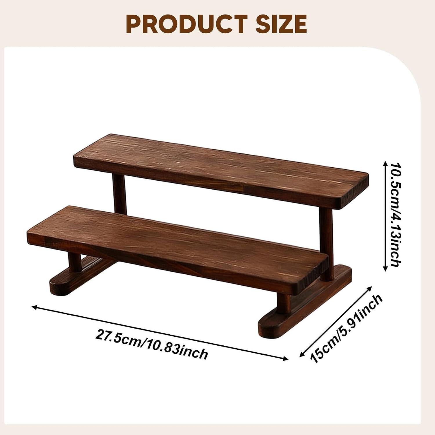 Wood Display Riser Figure Display Stand Decoration Tiered Perfume Organizer for Crafts / 2 Tier