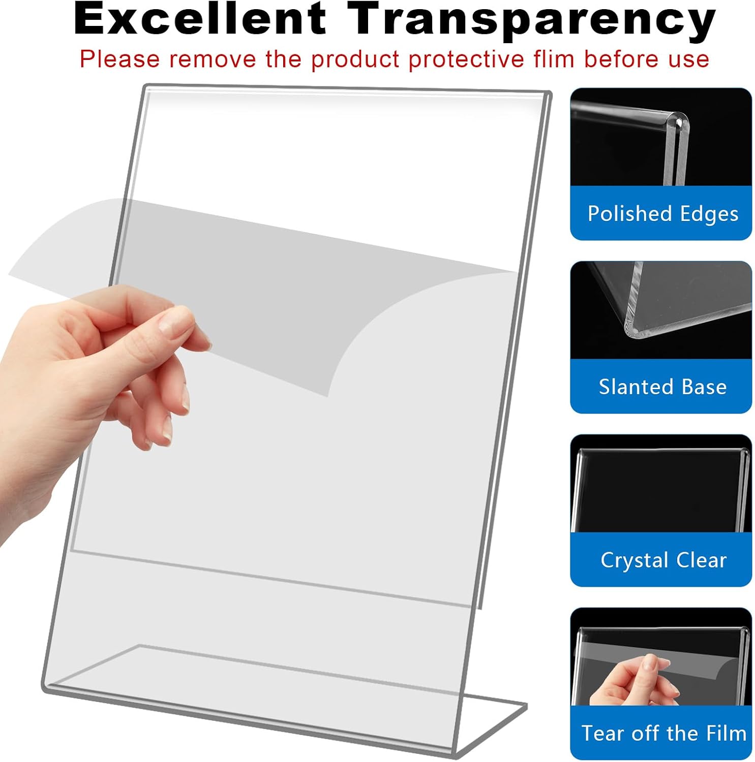Acrylic Sign Holder / Clear / 5 x 7 / Set of 8