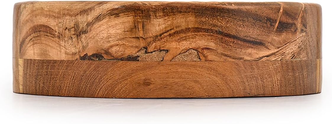 Decorative Bowl Acacia Wood Hand Carved Home Decor for Dining Table Center / 8 x 8