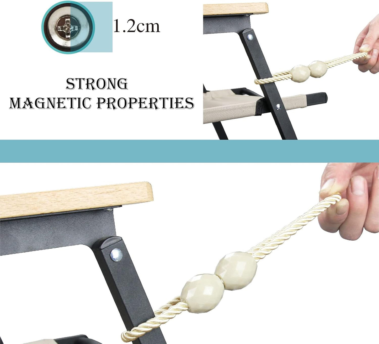 Strong Magnetic Curtain Tiebacks Decorative Rope Tie Backs Holdbacks Porlau | 6 Pack Beige Outdoor Curtain Rope