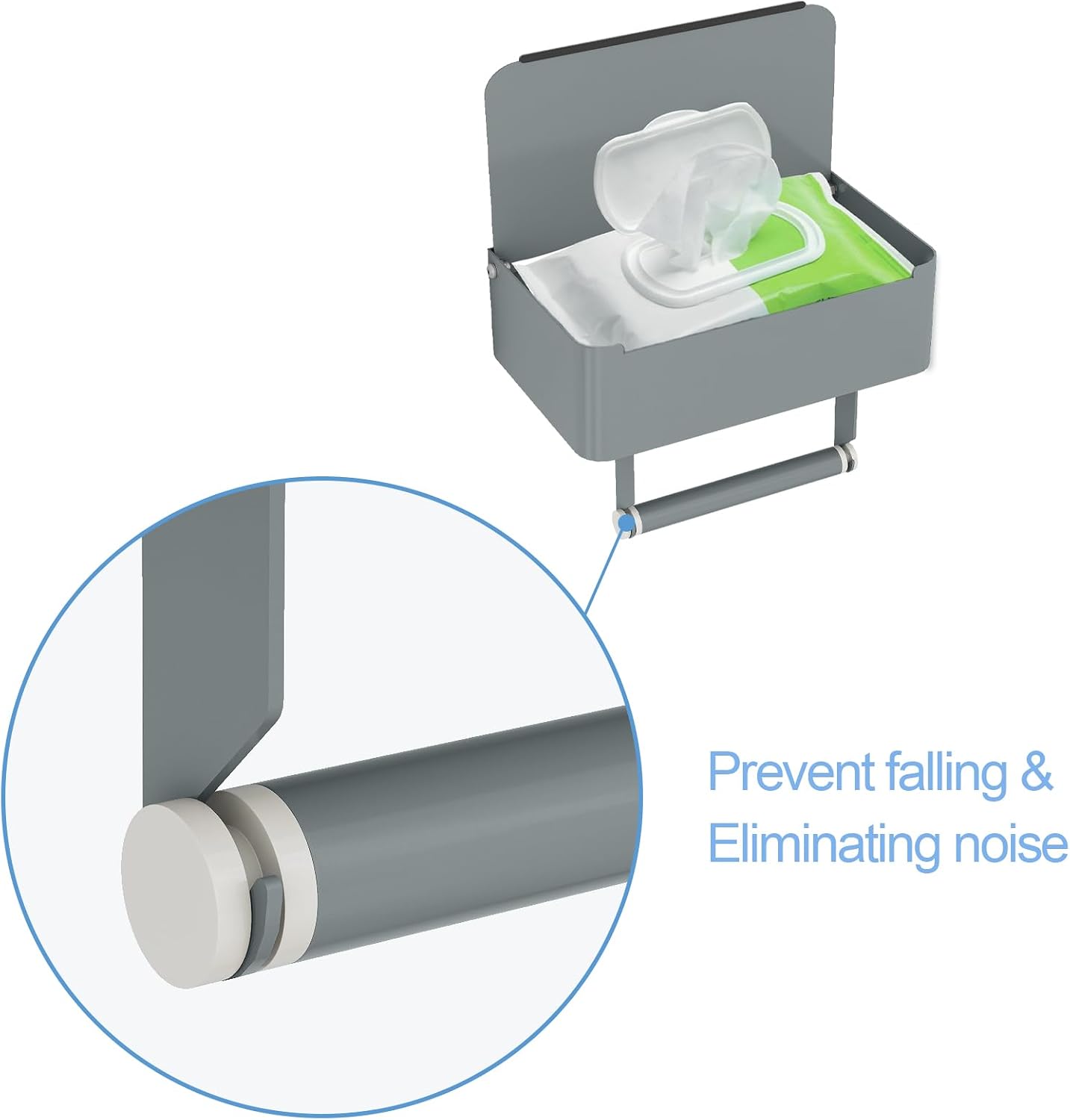 JUYSON Toilet Paper Holder, Toilet Paper Holder with Shelf, Grey | Wall Mount, SUS304 Stainless Steel, Flushable Wipes
