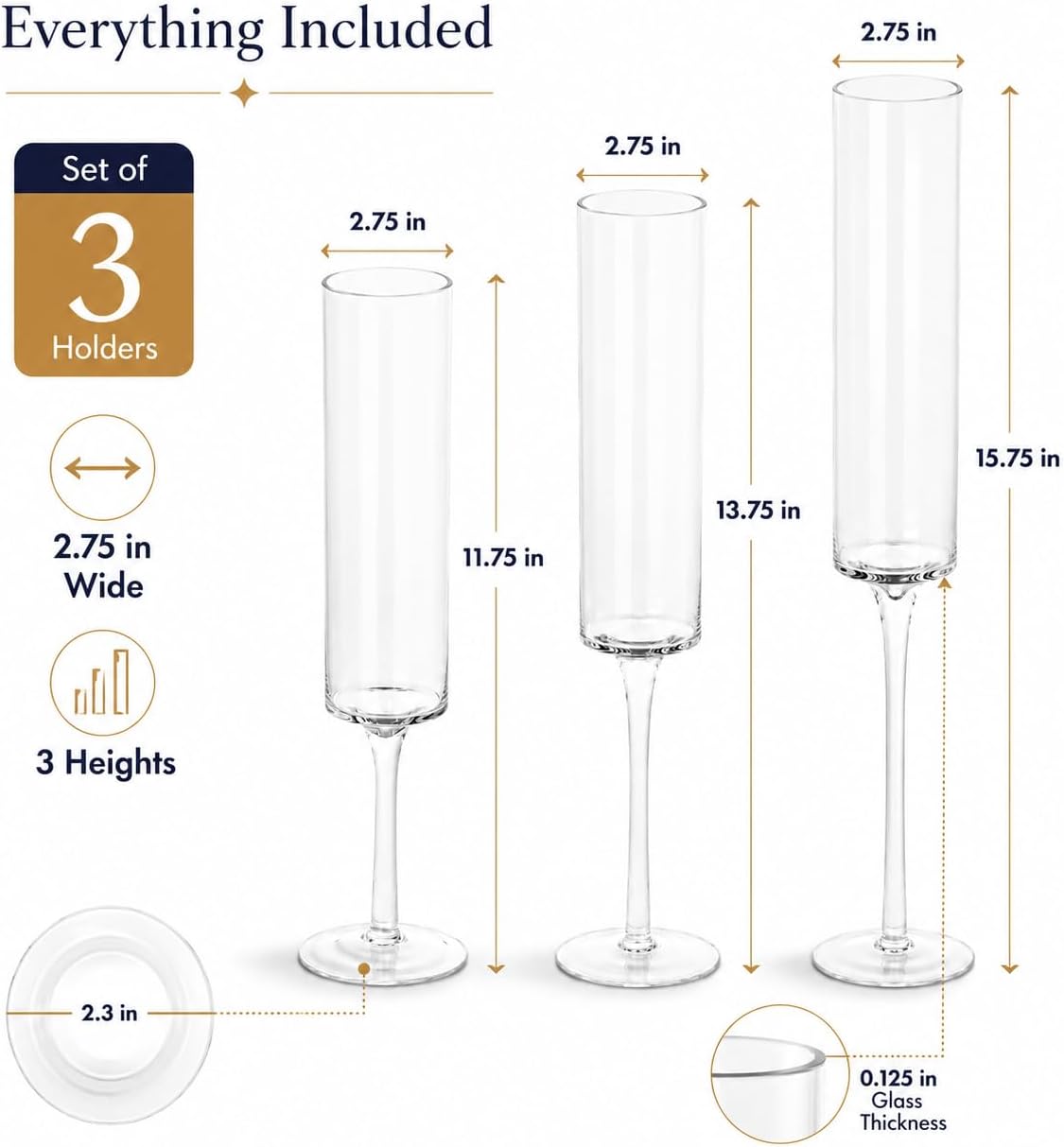 Koyal Wholesale Tall Skinny Floating Candle Holders, Modern Raised Slim Glass Hurricane Pedestal Candles Holder for