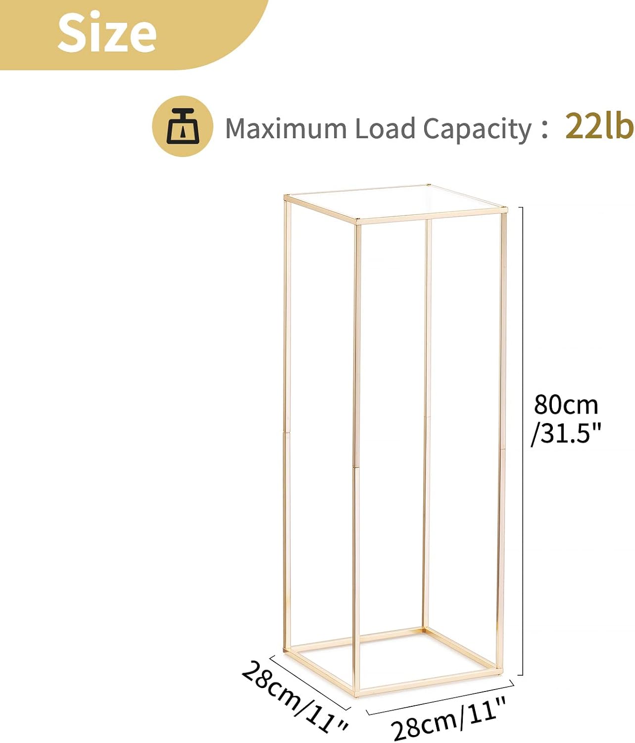 NUPTIO Gold Stands for Centerpieces, Geometric Column, 31.5" Tall, 10 Pcs | Metal Flower Holder, Rectangular Display