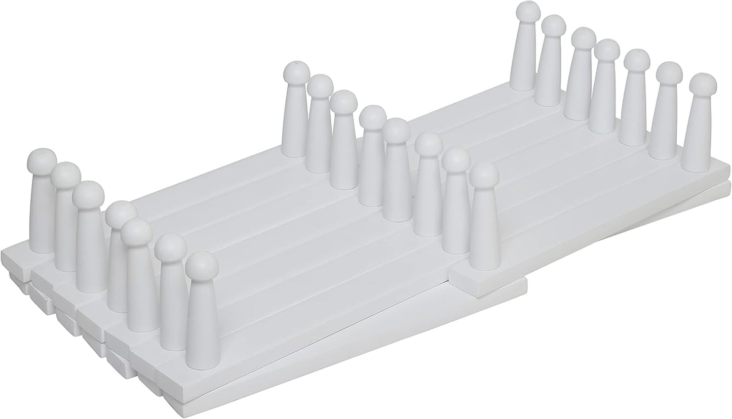 SKOLOO Accordion Wall Hanger with 22 Hooks, Modern Expandable Coat Rack Hat Rack for Wall, Solid Wooden, White