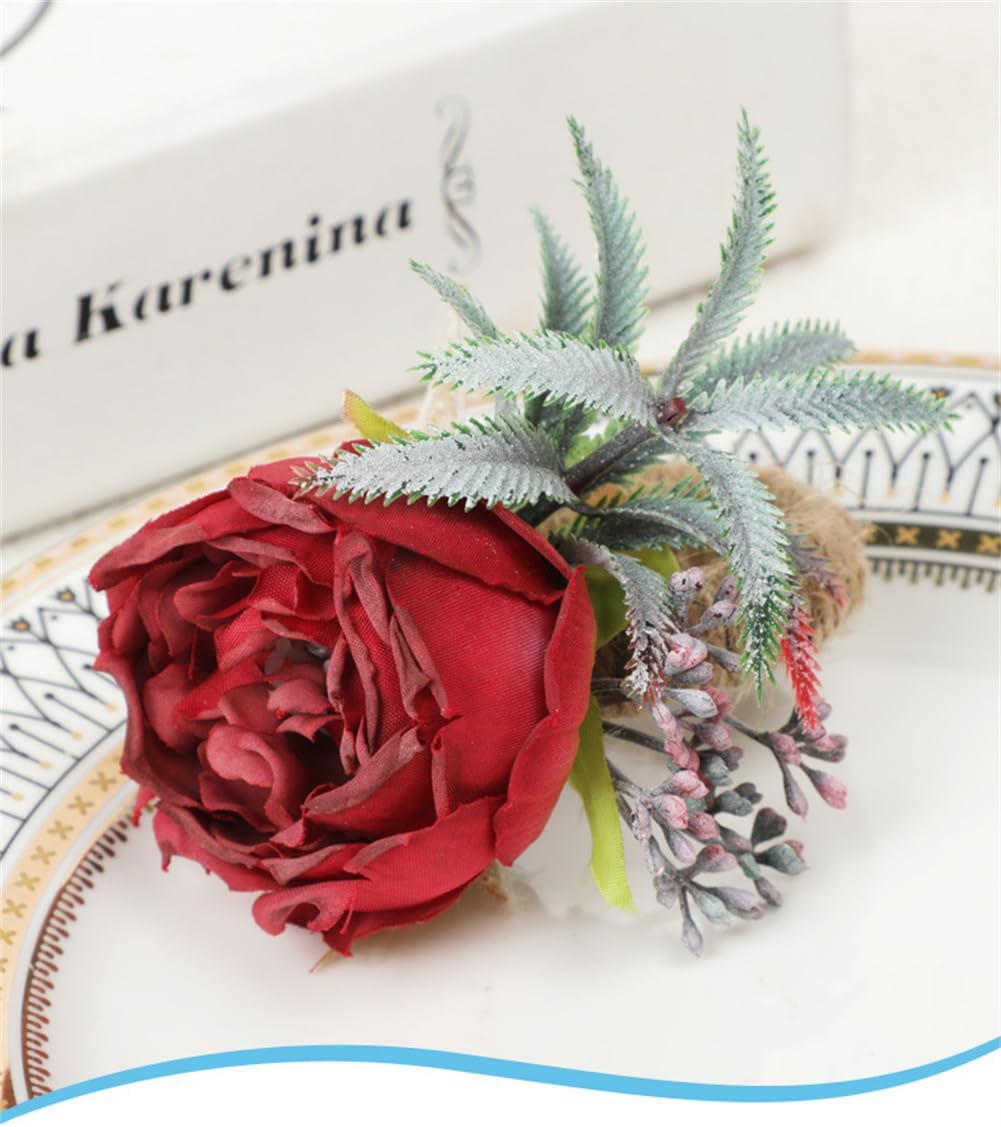 Floral Napkin Rings Set of 6,Rustic Rose Napkin Rings Flower Dinner Napkin Holder for Table Decoration(26#RED)
