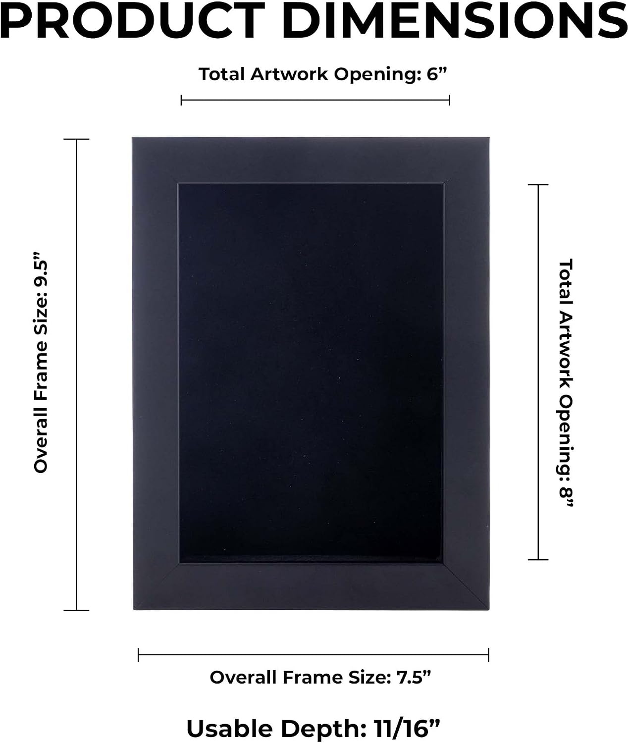 6x8 Shadow Box Frame Black Wood | with a 3/4" Usable Display Depth | Includes a Black Real Suede Texture Acid-Free