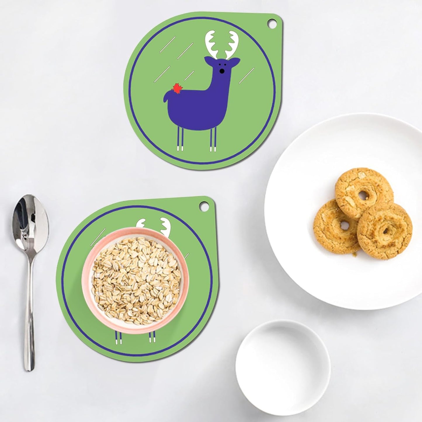 Silicone Coasters Large Drink Coasters Silicone Trivets Hot Mats Cartoon Thickened / Set of 6