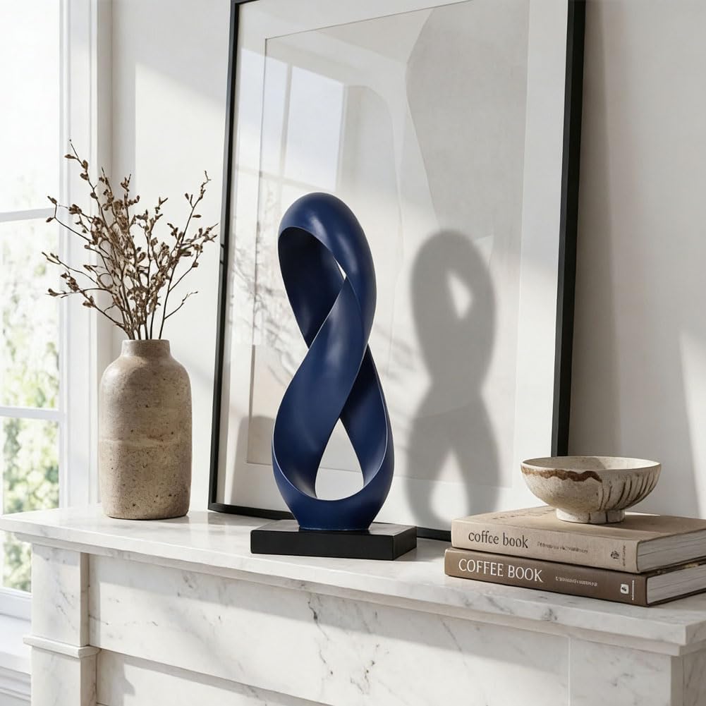 Modern Resin Infinity Loop Statue / Blue